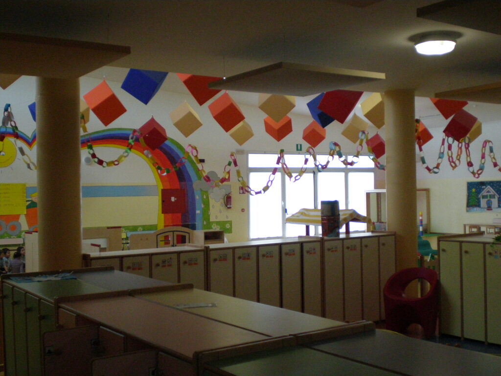 Scuola Materna Gazzo Padovano - Aula con arredi e controsoffitto acustico